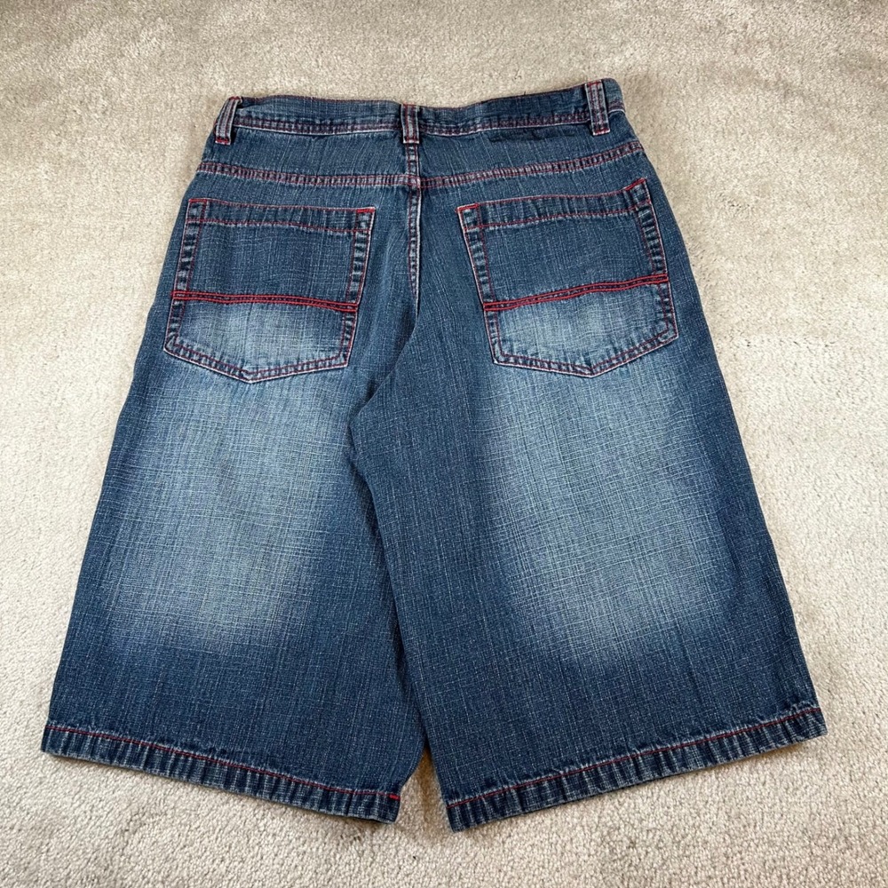 VTG Southpole Denim Shorts Mens 34 Blue Baggy Y2K Red Contrast Stitch Streetwear